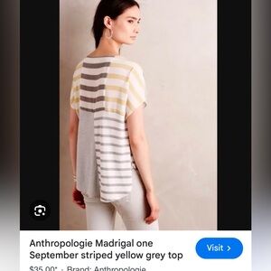 Anthropologie One September Grey Striped Shirt